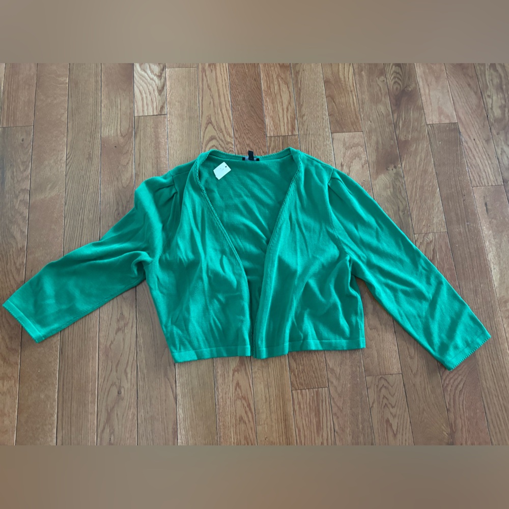 NWT Talbots women’s L large Vibrant Green sweater top shrug